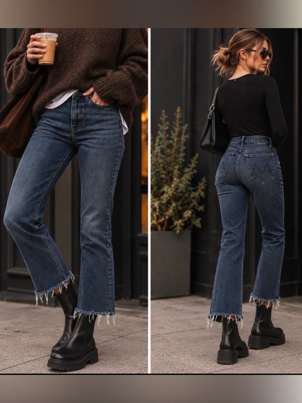 Mother denim the hustler ankle fray High-Rise Raw Hem Dark bootcut Blue jeans 27